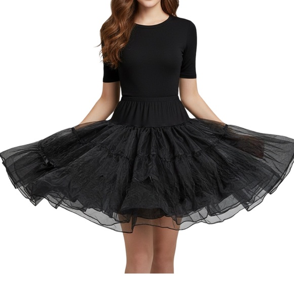Grace Karin Dresses & Skirts - Vintage Black Crinoline Tulle Petticoat Skirt Size Large by Grace Karin